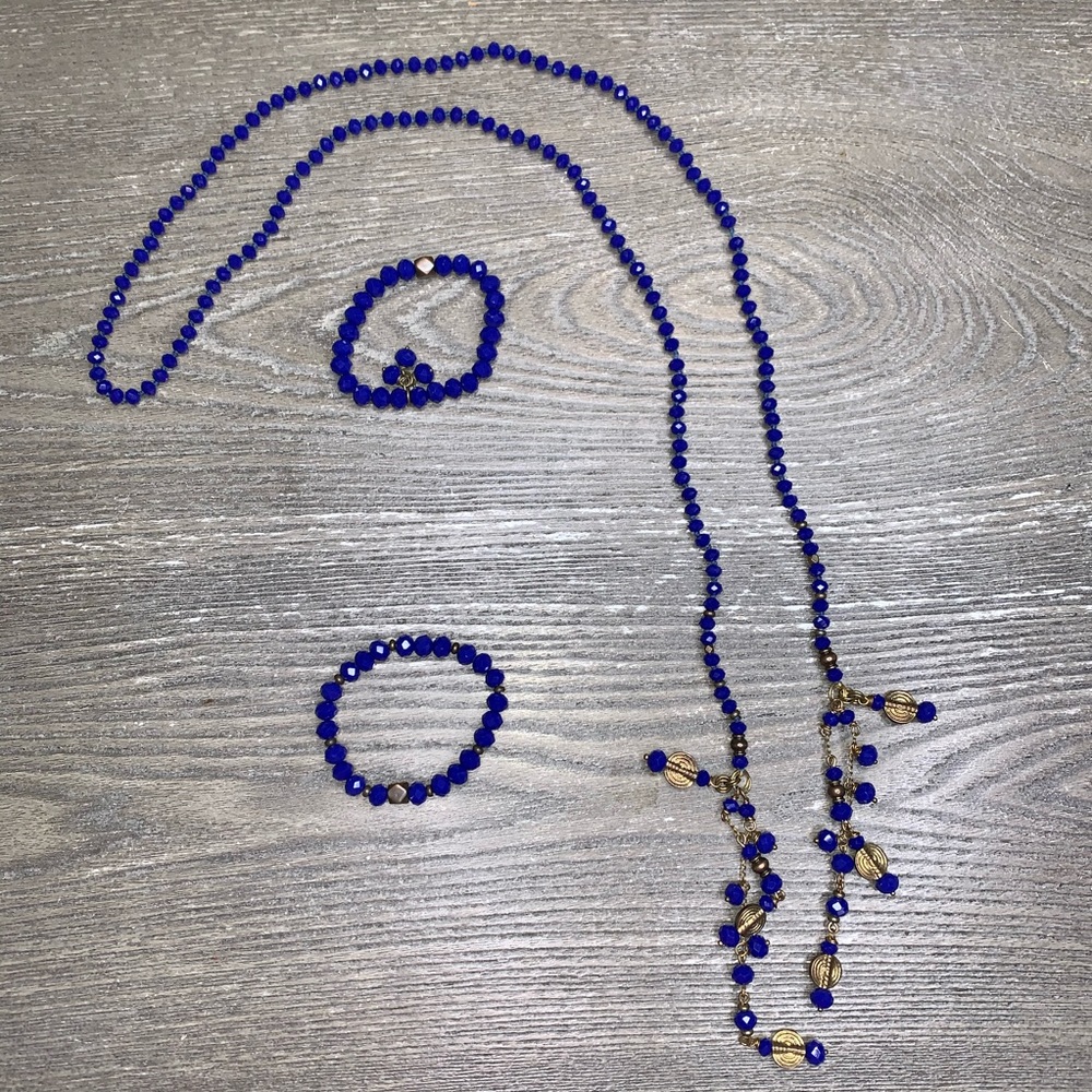 Blue necklace and bracelet